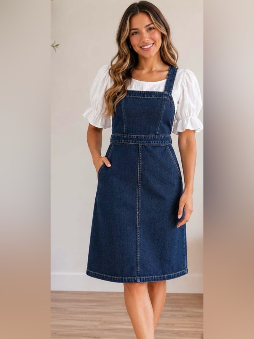 Universal Thread Dark Blue Denim A-Line Dress with Pockets